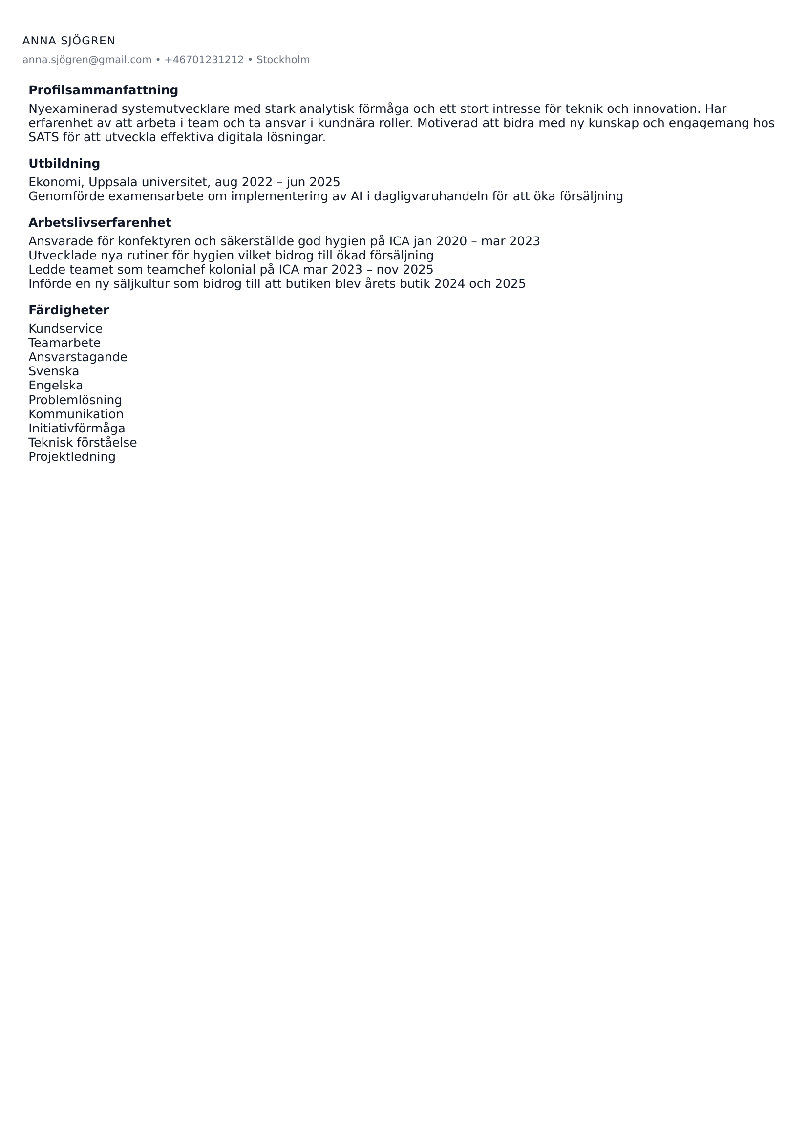 CV mall ATS Ultra – särskilt anpassad för rekryteringssystem och ATS