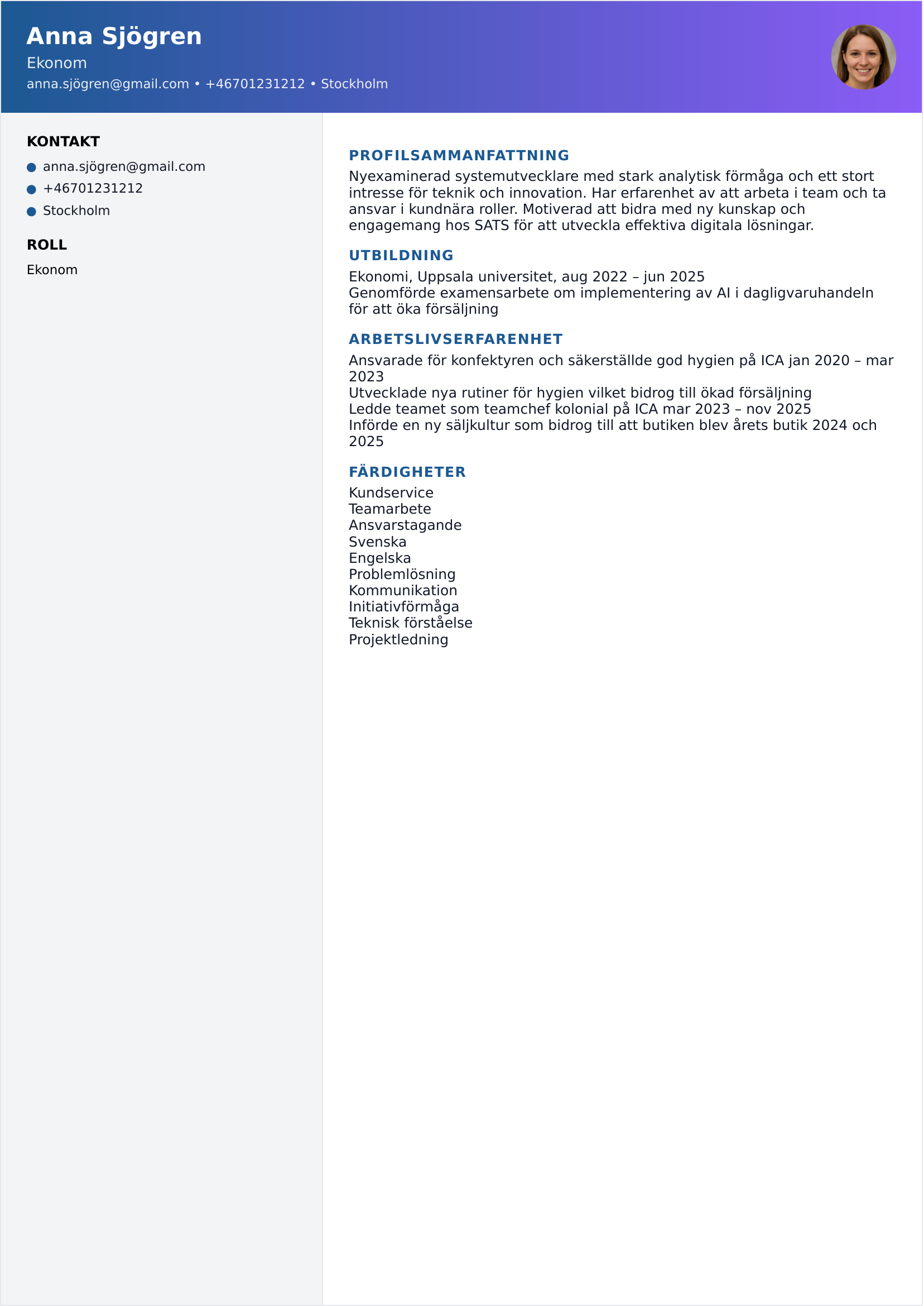 CV mall Modern kreativ – mer visuell stil för kreativa roller