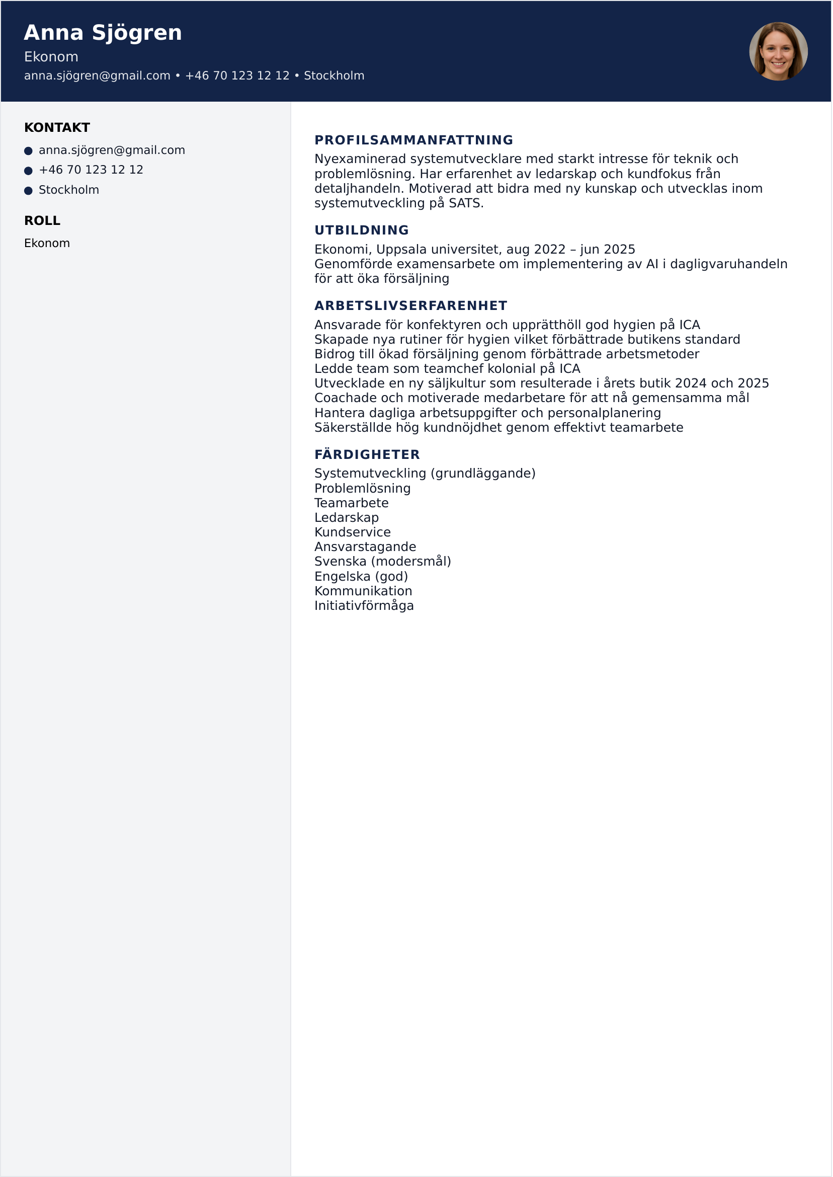 CV mall Modern premium – modern layout med tydlig struktur